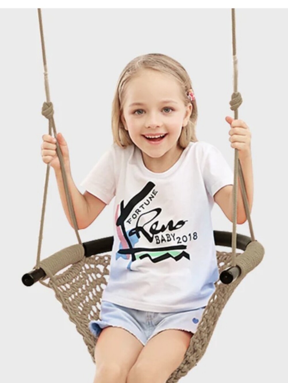 ROPECUBE Swing Seat For Kids With Adjustable Ropes Hand Knitted New